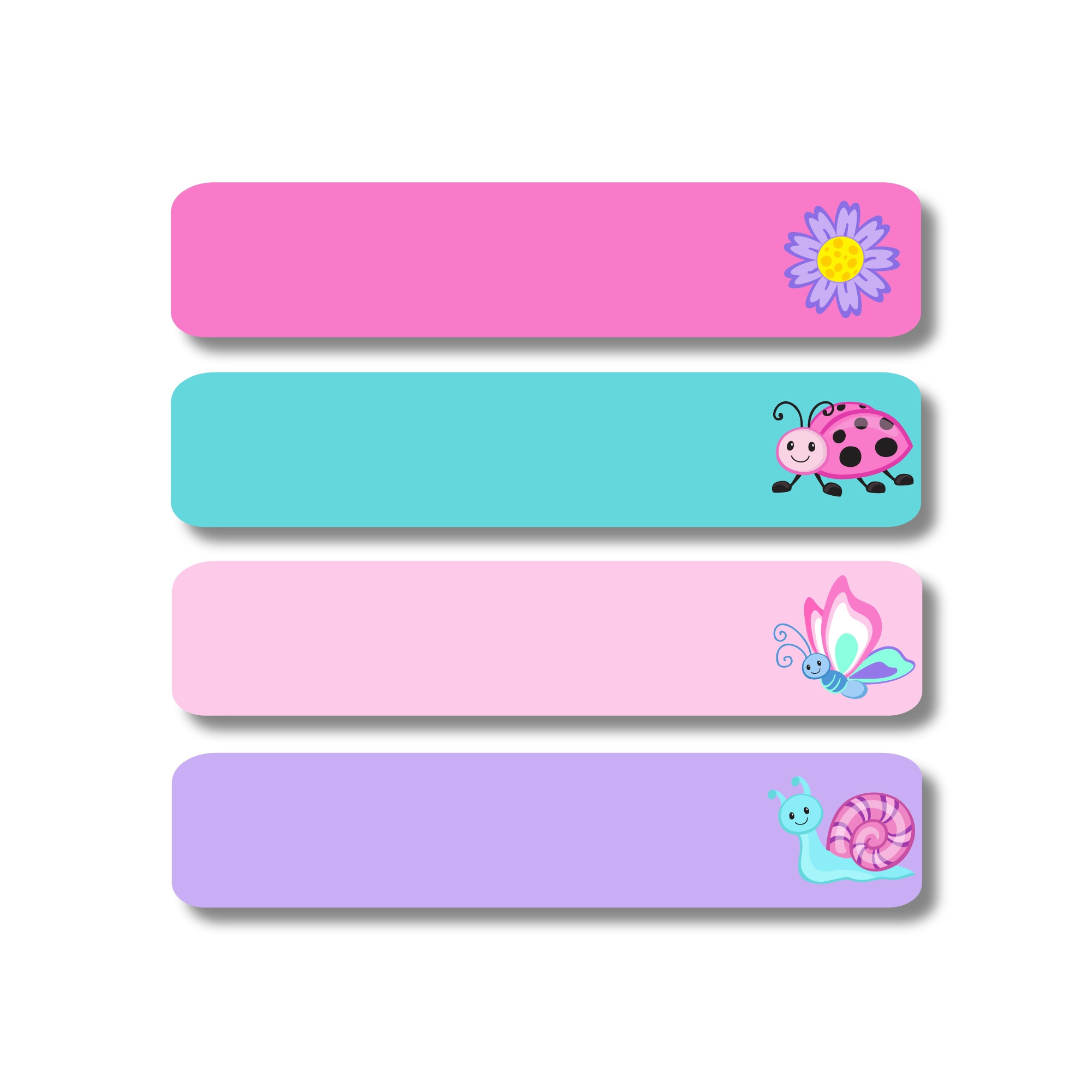 Medium Rectangle Labels - Pastel Creatures