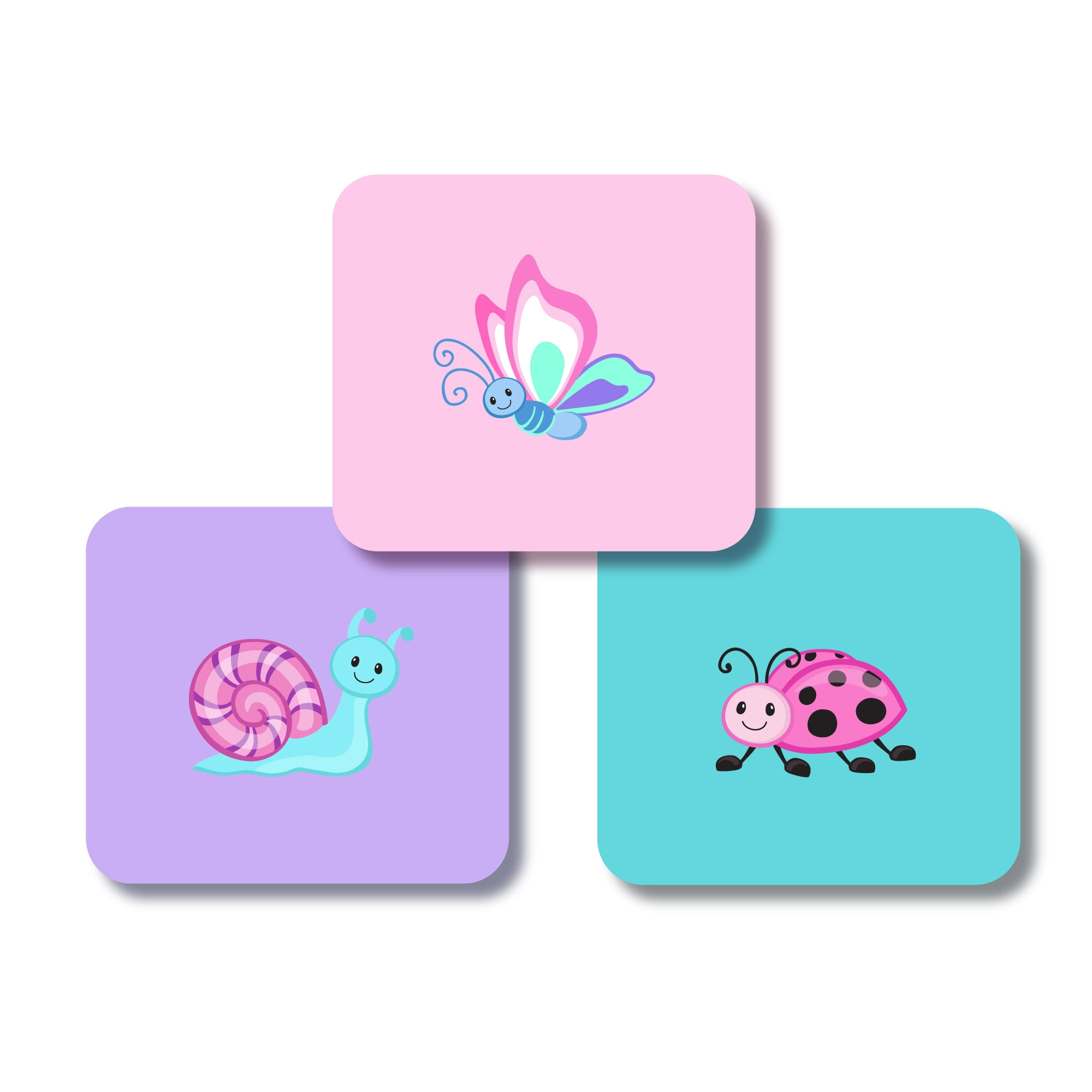Square Labels - Pastel Creatures